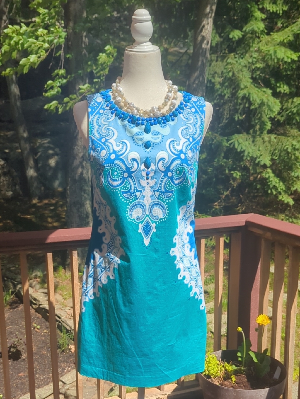 Stretch Cotton Oasis Teal Sleeveless Dress